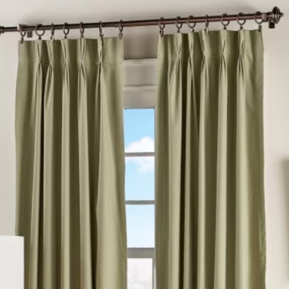 Insulated line sage pinch pleat curtains